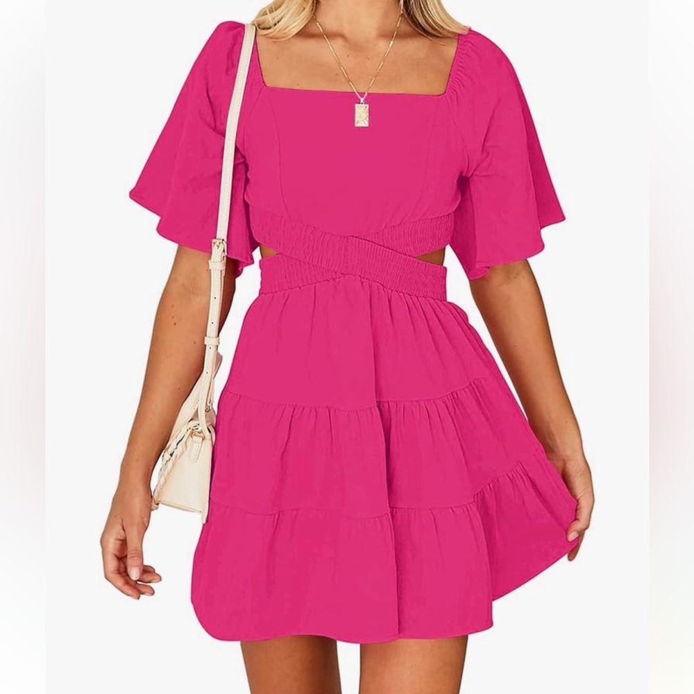 Hot pink cut out dress